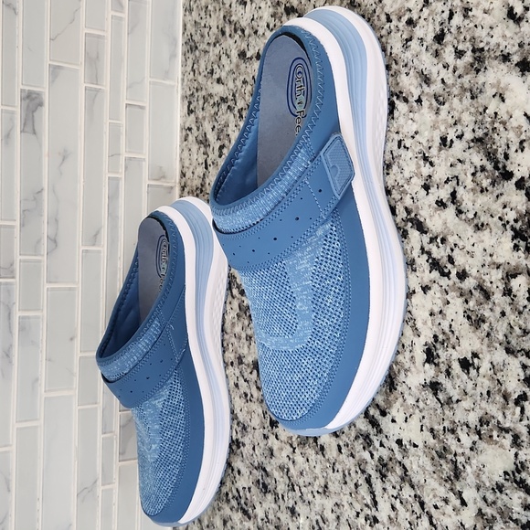 Blue & White Orthofeet Iris Stretch Knit Mule Slip-On Shoes sz 10.5 B 72022 - Picture 5 of 6